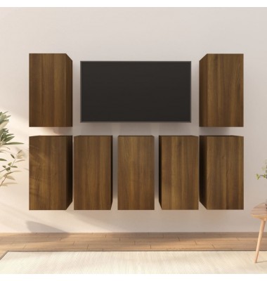 Televizoriaus spintelės, 7vnt., rudos, 30,5x30x60cm, mediena - TV spintelės - 1