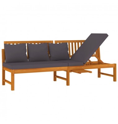 Sofa su pilkomis pagalvėlėmis, 200x60x75cm, akacijos masyvas  - Lauko sofos, lovos - 2