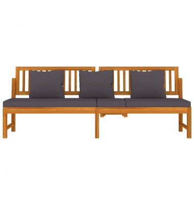 Sofa su pilkomis pagalvėlėmis, 200x60x75cm, akacijos masyvas  - Lauko sofos, lovos - 4