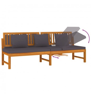  Sofa su pilkomis pagalvėlėmis, 200x60x75cm, akacijos masyvas  - Lauko sofos, lovos - 6