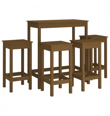  Baro baldų komplektas, 5 dalių, medaus rudas, pušies masyvas - Valgomojo, baro komplektai - 2