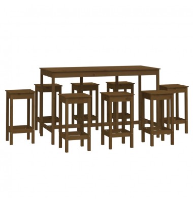  Baro baldų komplektas, 9 dalių, medaus rudas, pušies masyvas - Valgomojo, baro komplektai - 2
