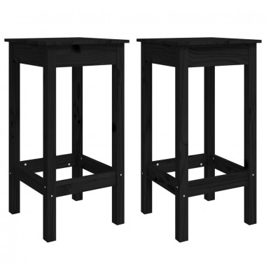  Baro baldų komplektas, 3 dalių, juodas, pušies medienos masyvas - Valgomojo, baro komplektai - 5