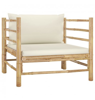  Sodo sofa su kreminėmis pagalvėlėmis, bambukas - Moduliniai lauko baldai - 1