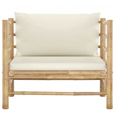  Sodo sofa su kreminėmis pagalvėlėmis, bambukas - Moduliniai lauko baldai - 2