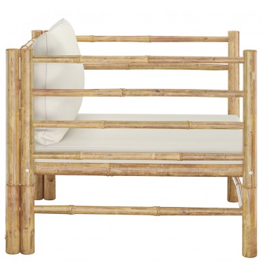 Sodo sofa su kreminėmis pagalvėlėmis, bambukas - Moduliniai lauko baldai - 3