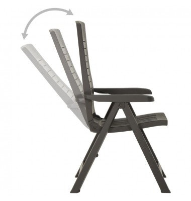  Atlošiamos sodo kėdės, 2vnt., antracito spalvos, plastikas - Lauko kėdės - 5