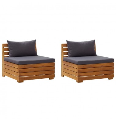  Dvivietė sodo sofa su pagalvėlėmis, akacijos medienos masyvas - Moduliniai lauko baldai - 1