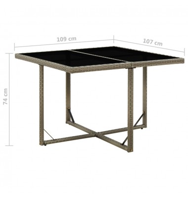  Sodo stalas, pilkas, 109x107x74cm, poliratanas ir stiklas - Lauko stalai, staliukai - 5