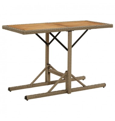  Sodo stalas, smėlio spalvos, akacijos mediena ir poliratanas - Lauko stalai, staliukai - 1