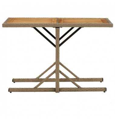  Sodo stalas, smėlio spalvos, akacijos mediena ir poliratanas - Lauko stalai, staliukai - 2