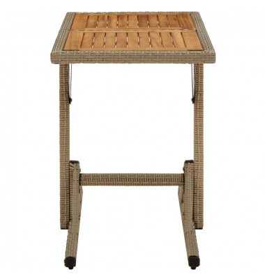  Sodo stalas, smėlio spalvos, akacijos mediena ir poliratanas - Lauko stalai, staliukai - 3