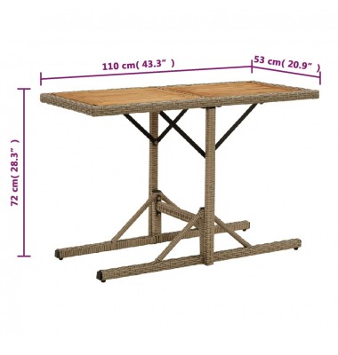  Sodo stalas, smėlio spalvos, akacijos mediena ir poliratanas - Lauko stalai, staliukai - 6