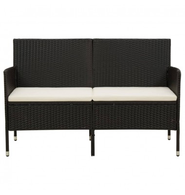  Trivietė sodo sofa su pagalvėlėmis, juodos spalvos, poliratanas - Lauko sofos, lovos - 2