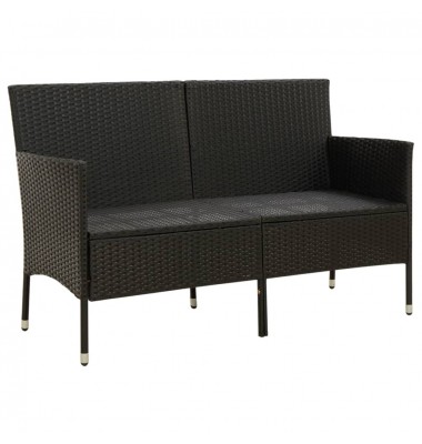  Trivietė sodo sofa su pagalvėlėmis, juodos spalvos, poliratanas - Lauko sofos, lovos - 3