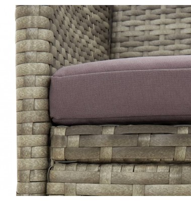  Trivietė sodo sofa su pagalvėlėmis, pilkos spalvos, poliratanas - Lauko sofos, lovos - 6