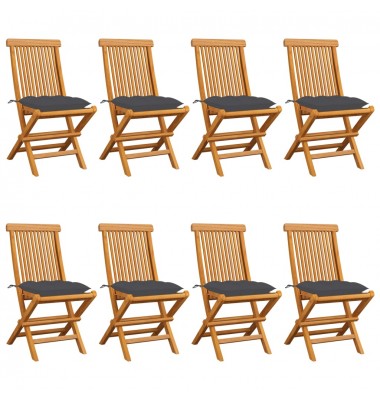  Sodo kėdės su antracito pagalvėmis, 8vnt., tikmedžio masyvas - Lauko kėdės - 1