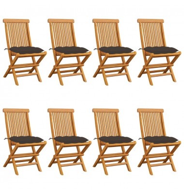  Sodo kėdės su taupe spalvos pagalvėlėmis, 8vnt., tikmedis - Lauko kėdės - 1
