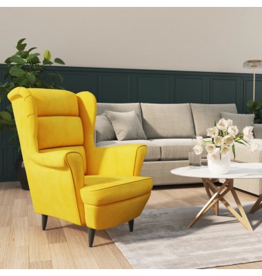  Krėslas, garstyčių geltonos spalvos, aksomas - Foteliai, krėslai - 1