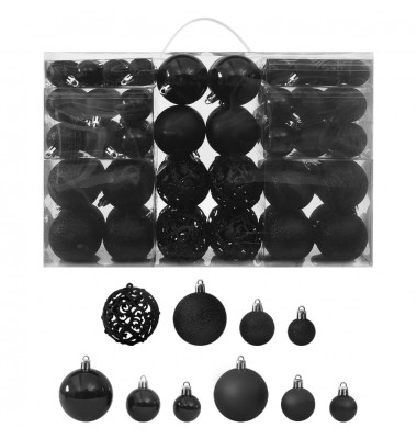  Eglutės žaisliukų rinkinys, 100vnt., juodos spalvos - Kalėdinės dekoracijos - 1