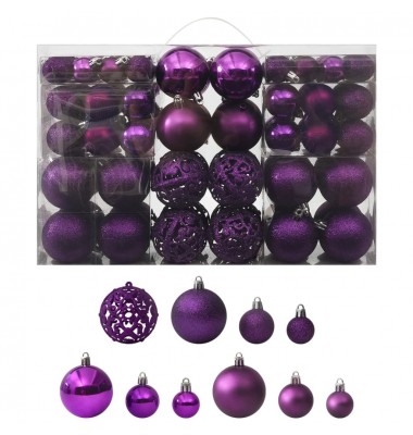  Eglutės žaisliukų rinkinys, 100vnt., violetinės spalvos - Kalėdinės dekoracijos - 1