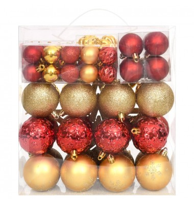  Kalėdinių žaisliukų rinkinys, 70vnt., auksiniai ir raudoni - Kalėdinės dekoracijos - 3