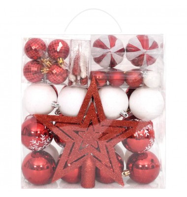  Kalėdinių žaisliukų rinkinys, 64vnt., raudoni ir balti - Kalėdinės dekoracijos - 2