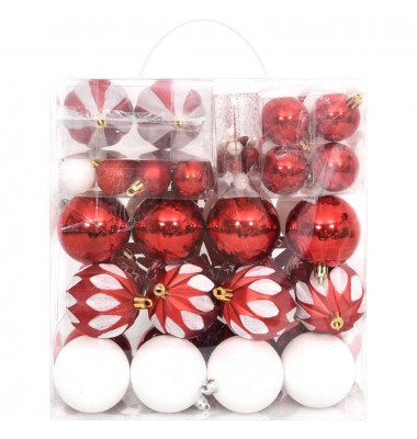  Kalėdinių žaisliukų rinkinys, 64vnt., raudoni ir balti - Kalėdinės dekoracijos - 3