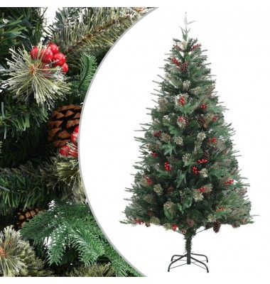  Kalėdų eglutė su pušies kankorėžiais, žalia, 195cm, PVC ir PE - Kalėdinės eglutės - 1