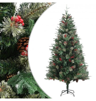  Kalėdų eglutė su pušies kankorėžiais, žalia, 225cm, PVC ir PE - Kalėdinės eglutės - 1