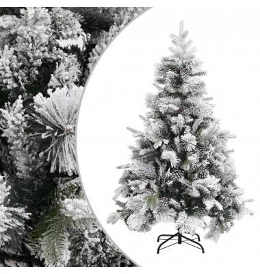  Kalėdų eglutė su sniegu/kankorėžiais, 150cm, PVC ir PE - Kalėdinės eglutės - 1