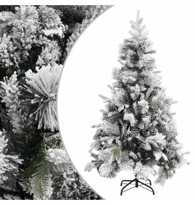  Kalėdų eglutė su sniegu/kankorėžiais, 195cm, PVC ir PE - Kalėdinės eglutės - 1