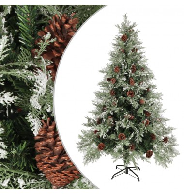  Kalėdų eglutė su kankorėžiais, žalia ir balta, 120cm, PVC/PE - Kalėdinės eglutės - 1