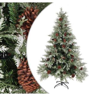 Kalėdų eglutė su kankorėžiais, žalia ir balta, 150cm, PVC/PE - Kalėdinės eglutės - 1