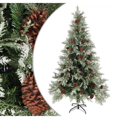  Kalėdų eglutė su kankorėžiais, žalia ir balta, 195cm, PVC/PE - Kalėdinės eglutės - 1