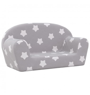 Dvivietė vaikiška sofa, šviesiai pilka, pliušas, su žvaigždėmis - Sofos, Foteliai - 2