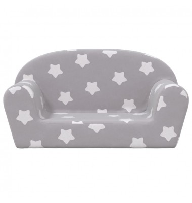 Dvivietė vaikiška sofa, šviesiai pilka, pliušas, su žvaigždėmis - Sofos, Foteliai - 3