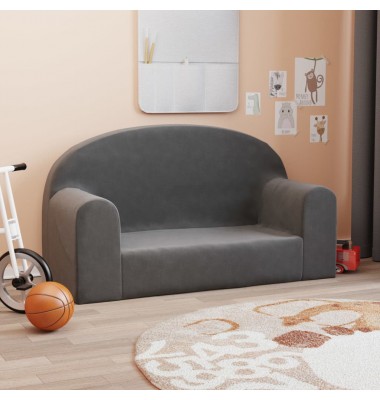 Dvivietė vaikiška sofa, antracito spalvos, minkštas pliušas - Sofos, Foteliai - 1