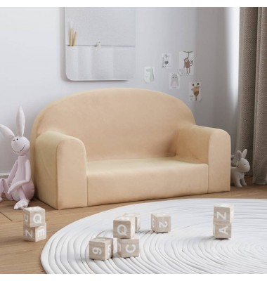 Dvivietė vaikiška sofa, kreminės spalvos, minkštas pliušas - Sofos, Foteliai - 1