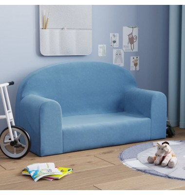 Dvivietė vaikiška sofa, mėlynos spalvos, minkštas pliušas - Sofos, Foteliai - 1