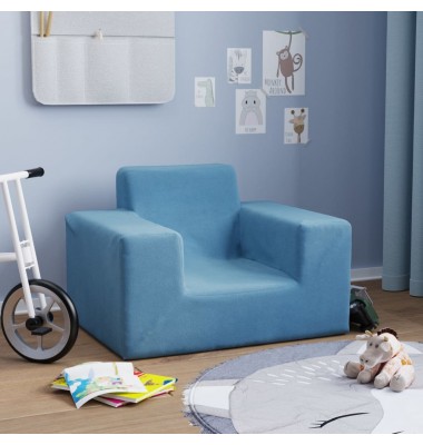 Vaikiška sofa, mėlynos spalvos, minkštas pliušas - Sofos, Foteliai - 1