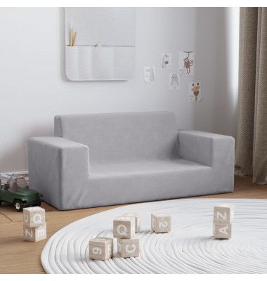Dvivietė vaikiška sofa, šviesiai pilka, minkštas pliušas - Sofos, Foteliai - 1