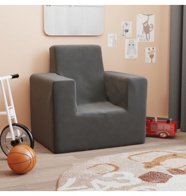 Vaikiška sofa, antracito spalvos, minkštas pliušas - Sofos, Foteliai - 1
