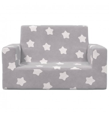 Dvivietė vaikiška sofa, šviesiai pilka, pliušas, su žvaigždėmis - Sofos, Foteliai - 3
