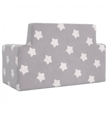 Dvivietė vaikiška sofa, šviesiai pilka, pliušas, su žvaigždėmis - Sofos, Foteliai - 5