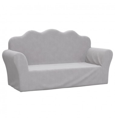 Dvivietė vaikiška sofa, šviesiai pilka, minkštas pliušas - Sofos, Foteliai - 2