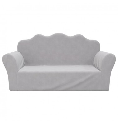 Dvivietė vaikiška sofa, šviesiai pilka, minkštas pliušas - Sofos, Foteliai - 3