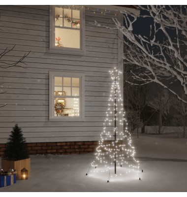 Kalėdų eglutė su kuoliuku, šaltos baltos spalvos, 200LED, 180cm - Kalėdinis apšvietimas - 1