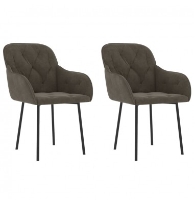  Valgomojo kėdės, 2vnt., tamsiai pilkos spalvos, aksomas - Valgomojo Kėdės - 2
