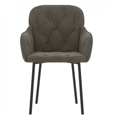  Valgomojo kėdės, 2vnt., tamsiai pilkos spalvos, aksomas - Valgomojo Kėdės - 4